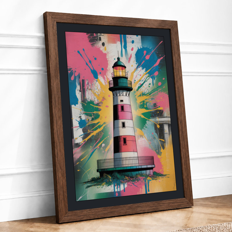 Lighthouse Bursting Modern - Framed Print, Walnut, A1 - 84.1 x 59.4 cm