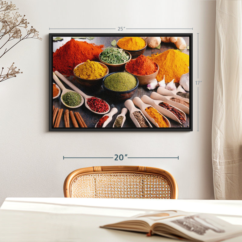 «Assortiment d'herbes et d'épices, reproduction sur toile», H 17 po x l 25 po