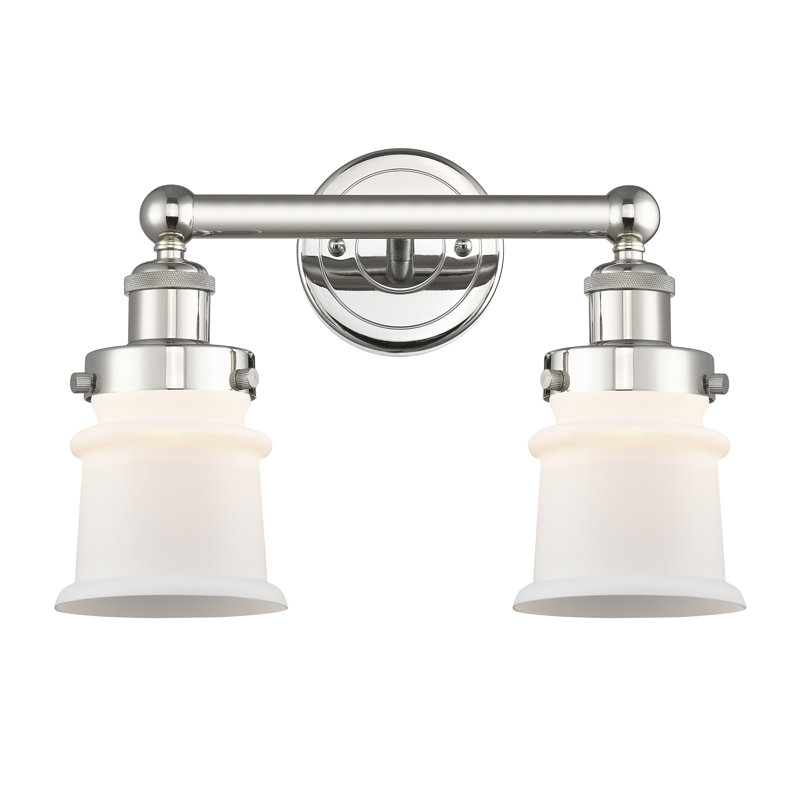 Petit meuble-lavabo pour salle de bain 2 lumières Cailen de la collection Edison, Blanc mat, Nickel poli