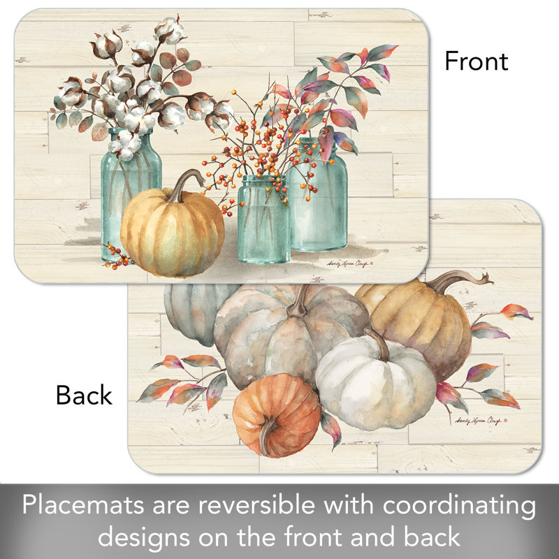 Pumpkin Time 4 Piece Reversible Easy Care Placemats