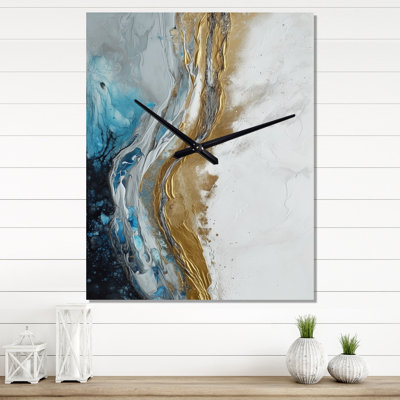 Horloge murale moderne grise et or moderne abstraite IV