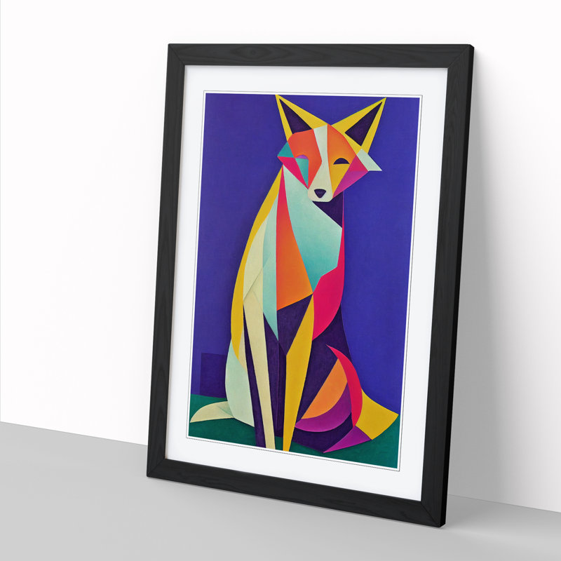 Quirky Fox - Single Picture Frame Print, 34cm H x 25cm W x 2cm D, Oak