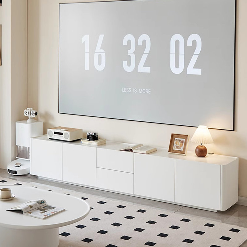 Meuble télé avec rangement crème, 70.86''