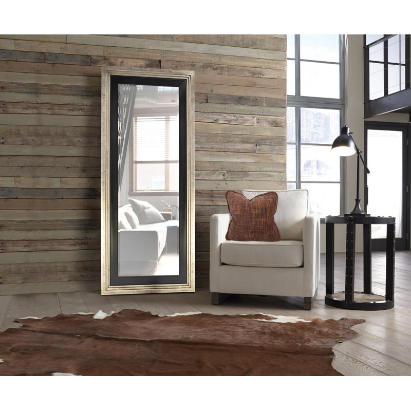 Contemporary Rectangle Solid Wood Beveled Mirror