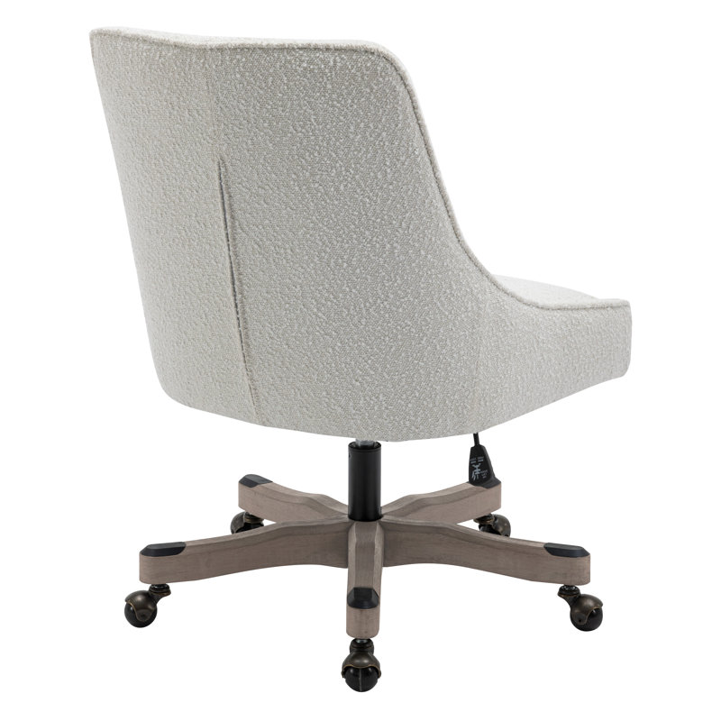 Tindal High Back White Boucle Fabric Swivel Office Chair