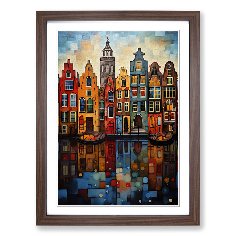 Single Picture Frame Print on Wood, Walnut Framed, 46cm H x 34cm W