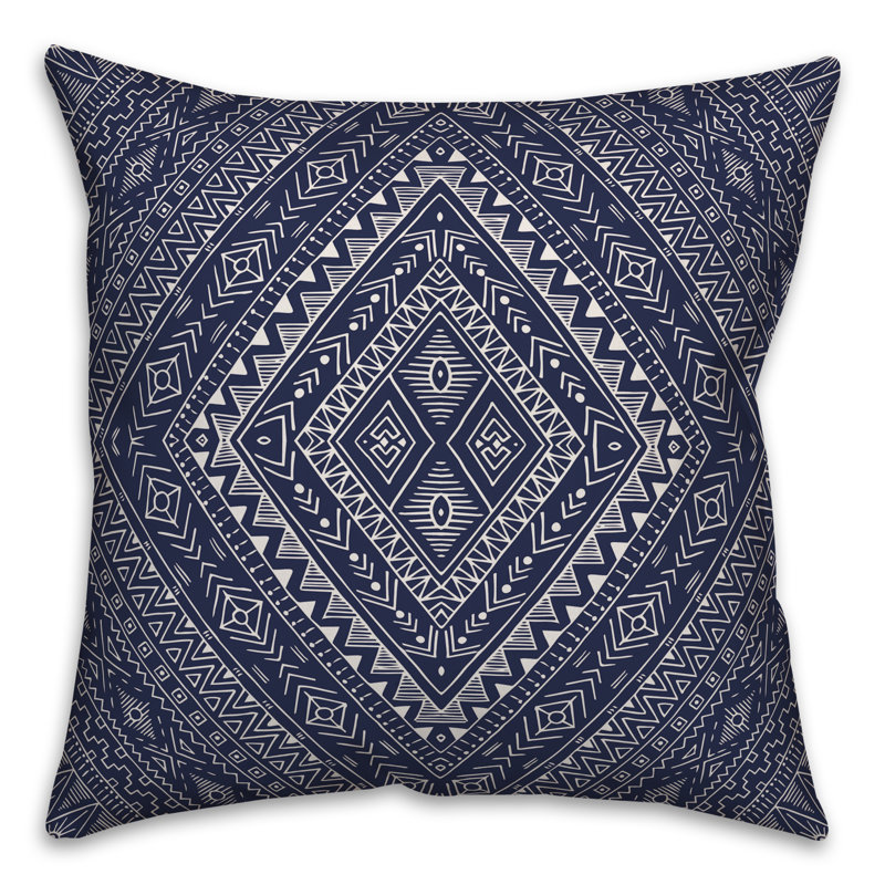 Throw Pillow, 20" x 20", Navy/White Geometric 5