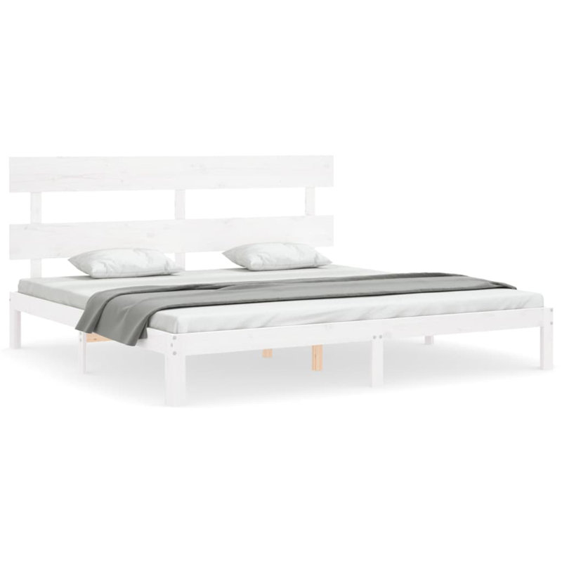 Bed Frame with Headboard, White, Super King (6')