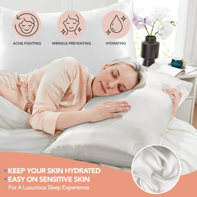 Taie d'oreiller 100% soie de mûre Deconovo pour les cheveux et la peau, taie d'oreiller en soie ultra douce avec 22 fibres de qualité supérieure 6A, fermeture à enveloppe, pièce unique