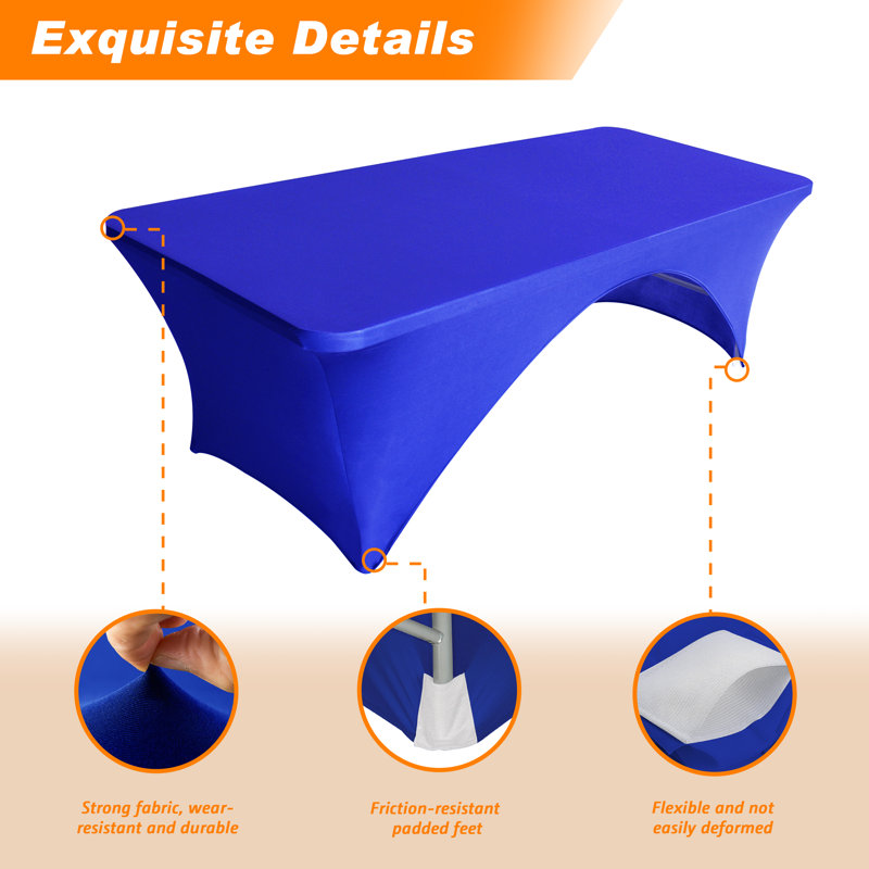 Eider & Ivory™ Rectangular Fitted Spandex Table Covers For Folding Table, Royal Blue, 96" x 30", 2