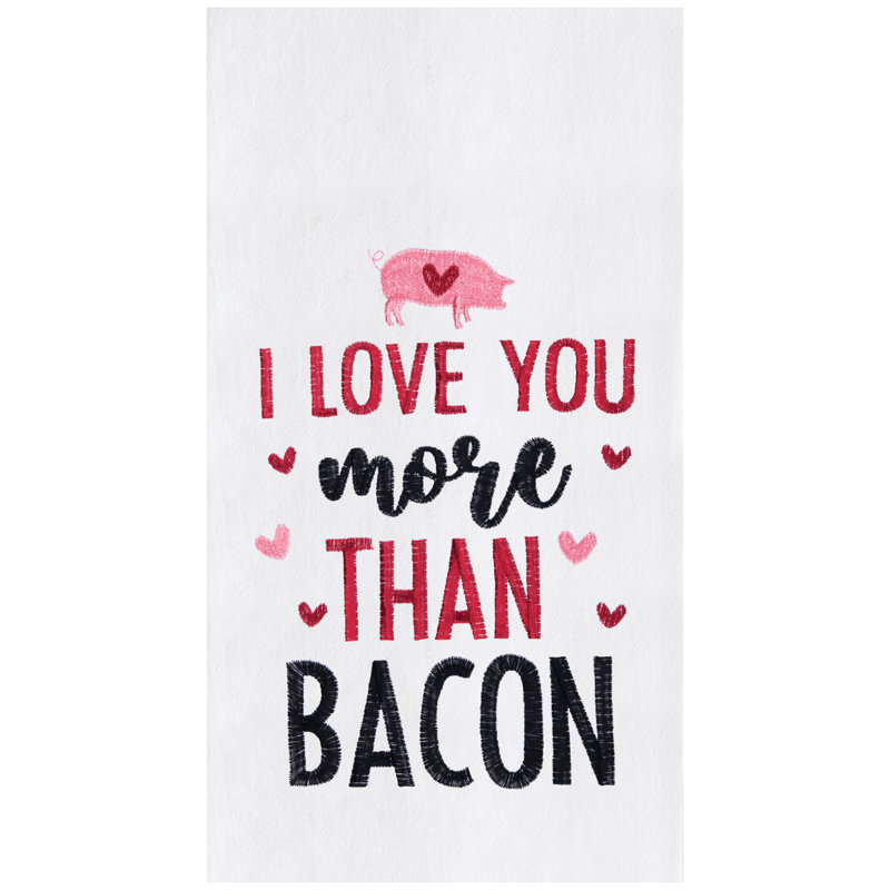 Love You More Than Bacon Towel, Red/Black/White Love You More Than Bacon