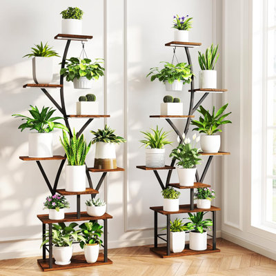 Plant Shelf Tree-Shaped, Lighted Corner Plant Stands For Indoor