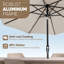Parasol de 3,35 m (11 pi) avec inclinaison automatique, 8 baleines robustes et mât en aluminium.-769314414