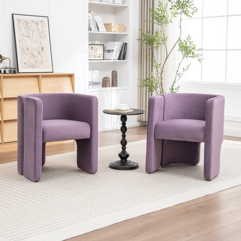 Fauteuil demi-tonneau Jaimyn, Velours mauve