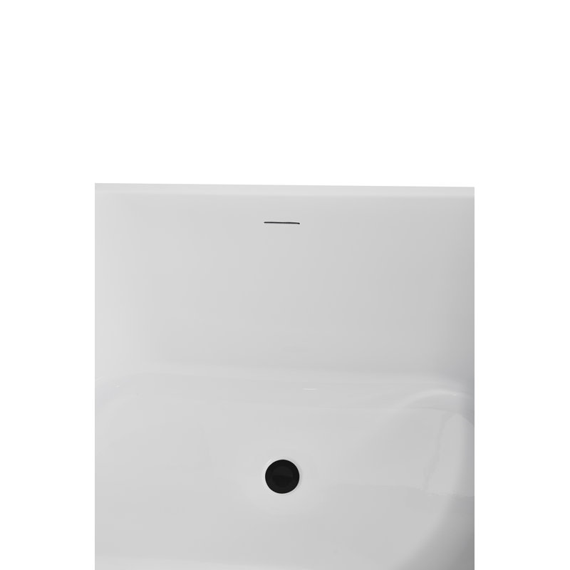 54" Streamline Soaking Freestanding Tub and Tray With Internal Drain, Matte Black
