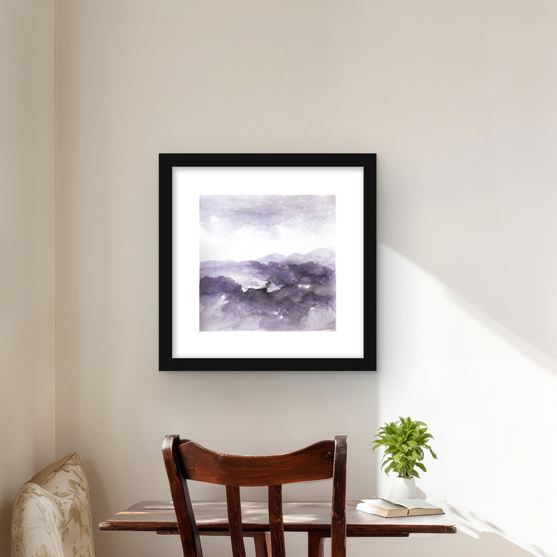 Nuage mauve - reproduction abstraite encadrée mate pour la décoration intérieure, Noir, H 16 po x l 16 po