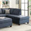 Ensemble de canapé modulaire 2 pièces réversible bleu foncé Dorris