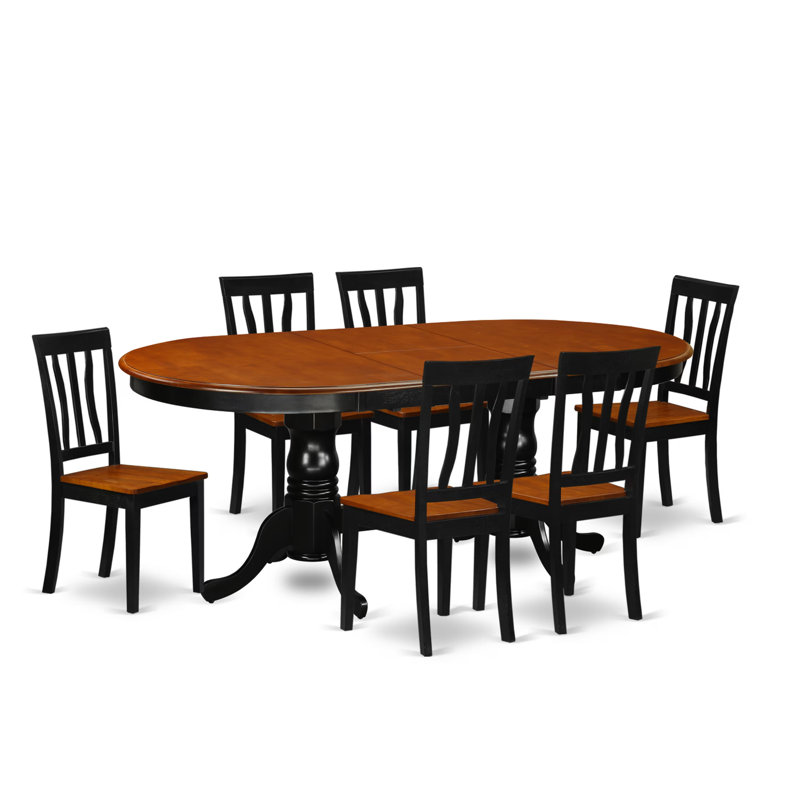 Ensemble de table de salle à manger 7 pièces 7 pièces Modernes, Noir et cerise, 7 pièces : 1 table, 6 chaises