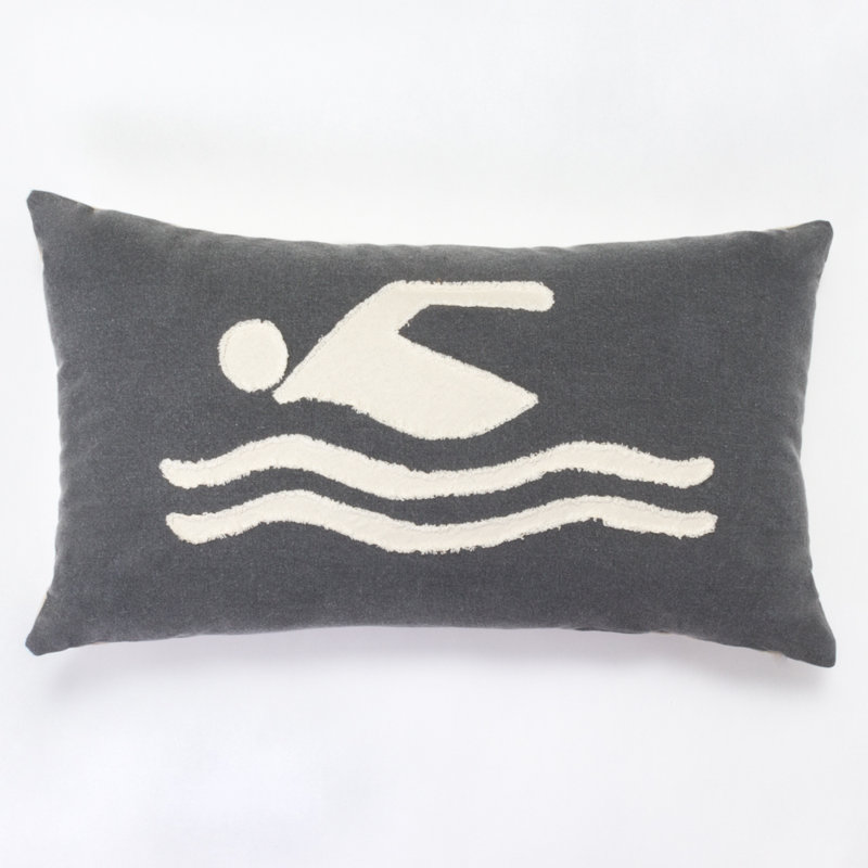 Swam Cotton Blend Throw Pillow