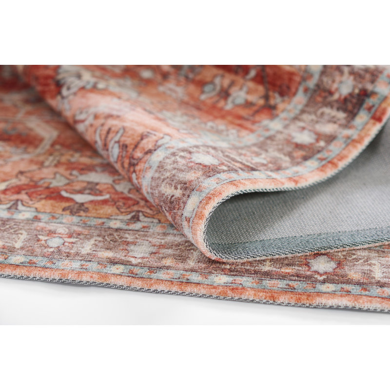 Tapis oriental orange Figueroa, Tapis de couloir 2 pi 3 po x 7 pi 6 po