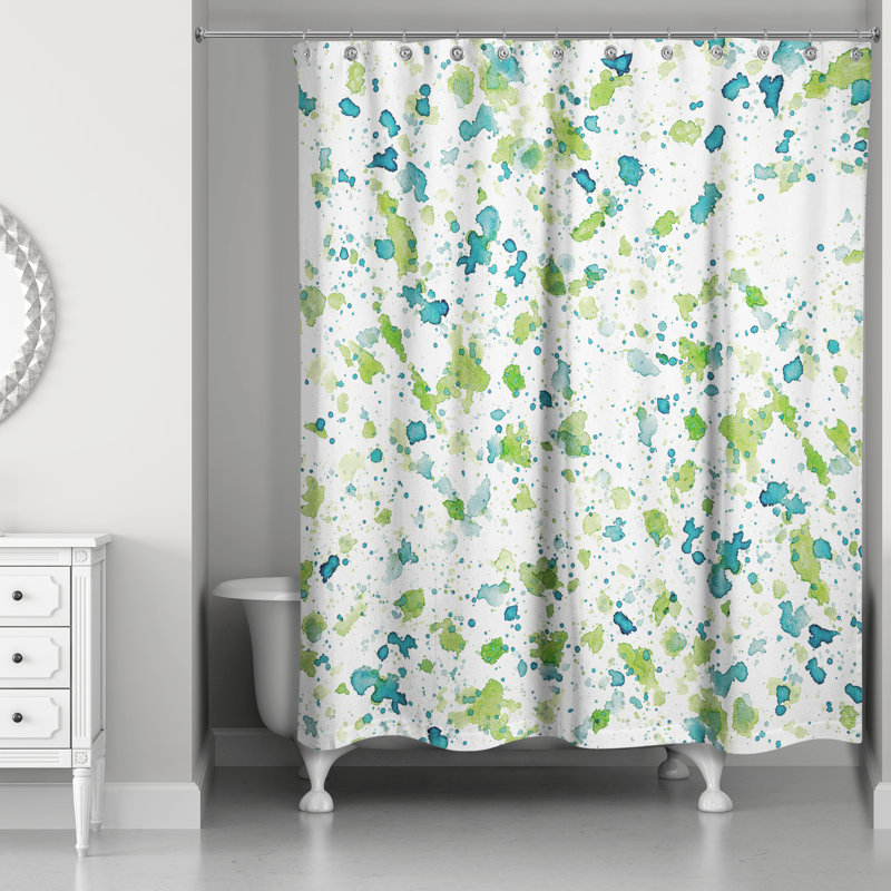 Rideau de douche à pois Romal, Vert