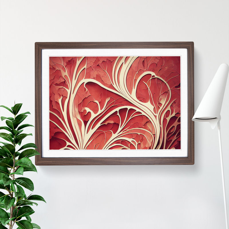 Beautiful Coral Reef Vol.1 Abstract 1 Piece Single Picture Frame Wall Art, 34cm H x 46cm W x 2cm D, Brown Framed