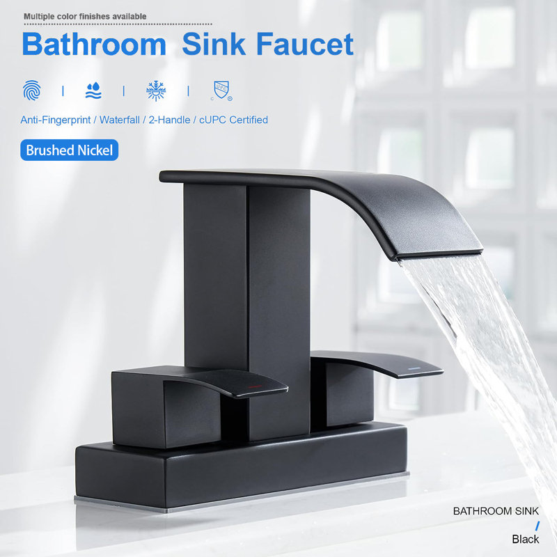 Centerset Faucet 2-handle Bathroom Faucet With Drain Assembly, Noir mat