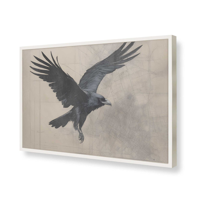 «Majestic Raven in Motion» dans un cadre blanc, 12 po x 16 po