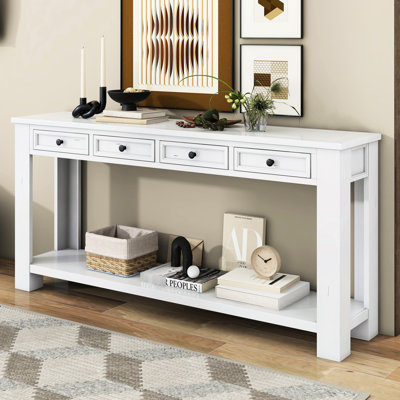 Table rustique chic antique blanche avec tablette et tiroirs pour le rangement de la console du vestibule: Design
