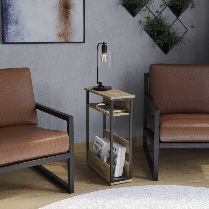 Ancika Solid Wood End Table, Oak