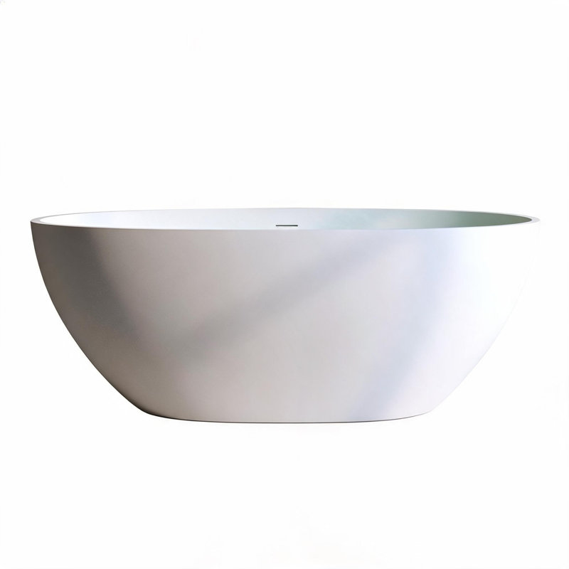 Baignoire de trempage autoportante blanche matte de 55 pouces avec trop-plein et bonde escamotable