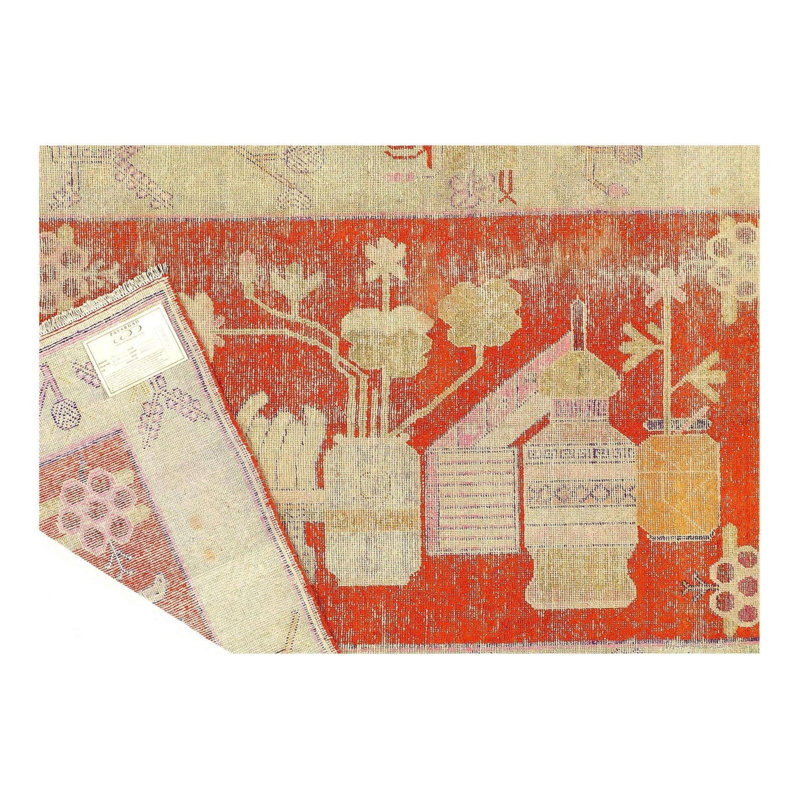 5'X8' Floral Area Rug in Rust
