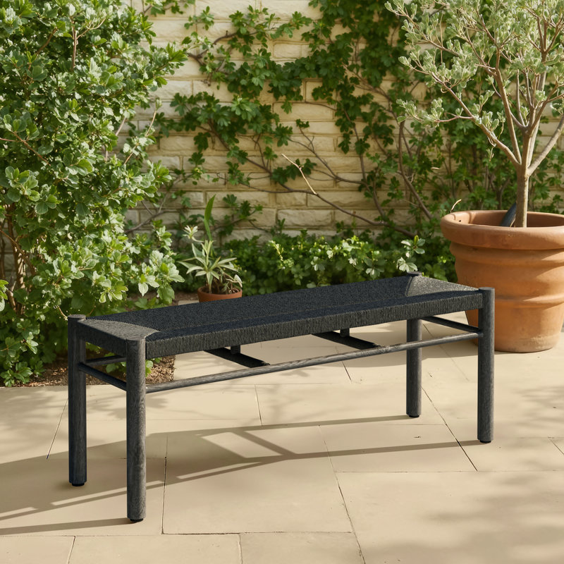 47.2" Iska Outdoor Dining Bench , Black