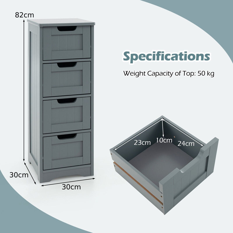 Malik Freestanding Bathroom Cabinet, Grey