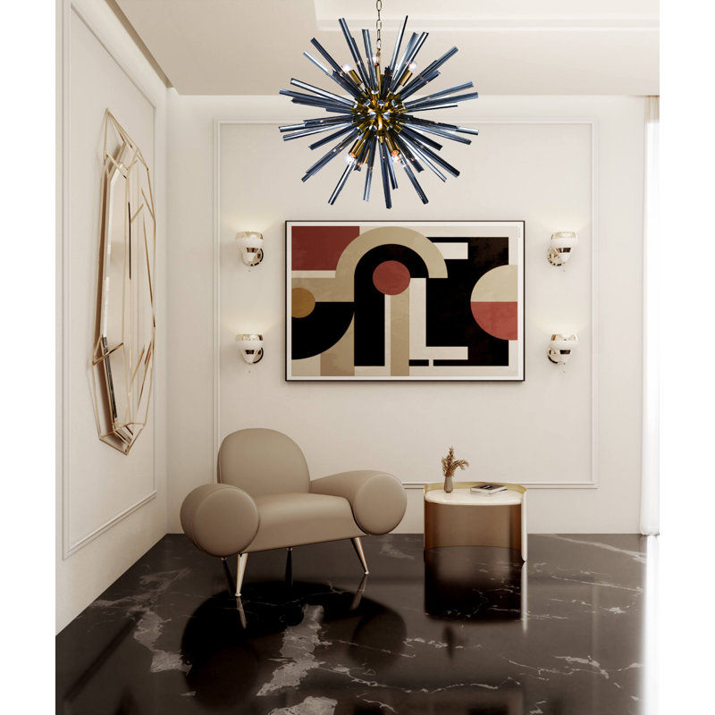 Rosa Modern 8-Light Sputnik Glass Chandelier , Brass