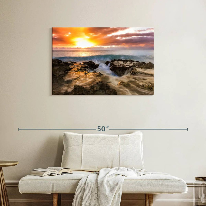 Gillard Beach au coucher du soleil, H 24 po x l 36 po