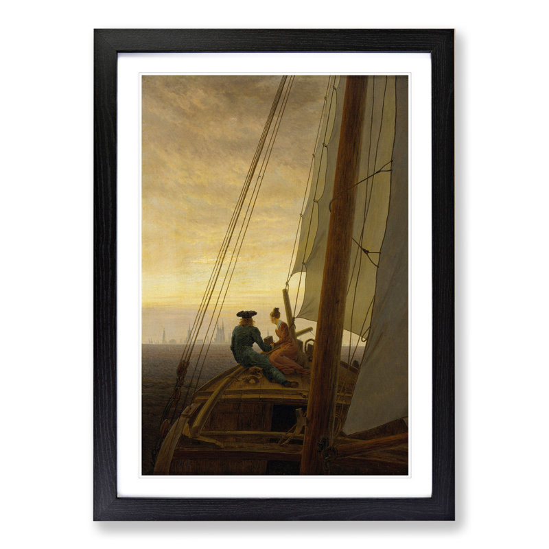 On the Sailing Boat by Caspar David Friedrich - Picture Frame Painting, Black Framed, 36cm H x 27cm W x 2cm D