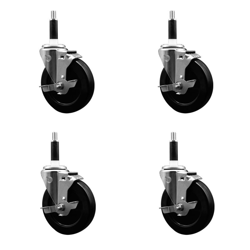 Ensemble de roulettes extensibles en caoutchouc souple 5 po 7/8 po avec frein SCC