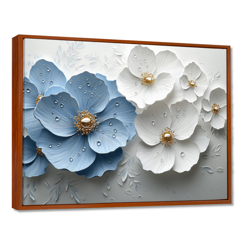 Montasir Widlflowers, fleurs crémeuses dorées II - Art mural fleurs sauvages, H 16 po x l 32 po, Toile tendue