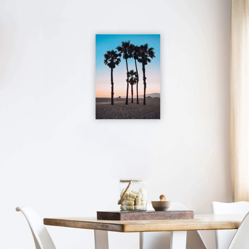 Palmier bleu Santa Monica, art mural 24 x 18 po
