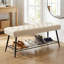 Banc à chaussures clouté Vintage, tablette de rangement, banc d'entrée rembourré-400457046