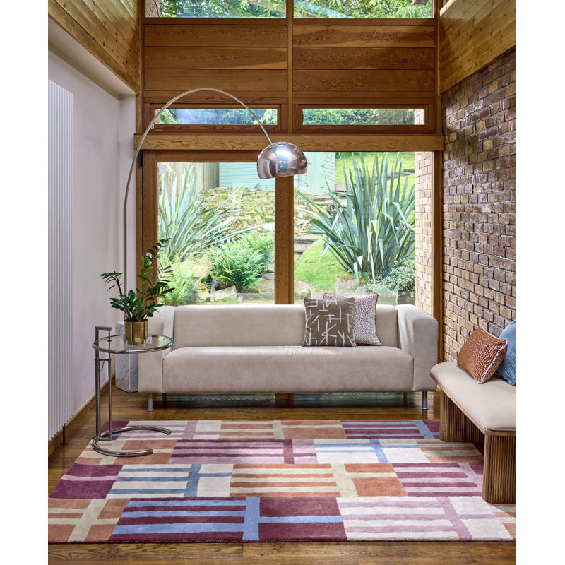 Monolith Handmade Wool Geometric Area Rug, Cinnabar;Amber, Rectangle 5'7 x 7'10