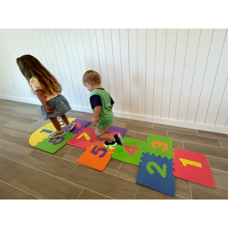 Tapis de jeu en mousse imbriqués - Carreaux de sol doux pour enfants de 88,2 po de long, rembourrés et faciles à assembler pour les salles de jeux ou les chambres de bébé