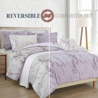 Elegant Comfort Reversible 10-Piece Comforter Set, Decorative Pillow And Fitted Sheet With Smart Pockets, Soft, Plush, & Lightweight Material