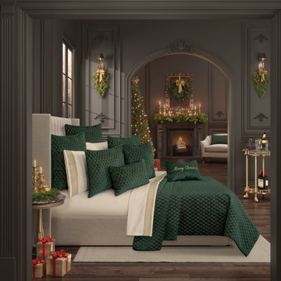 Grandeur - Evergreen Full/Queen 3Pc. Quilt Set