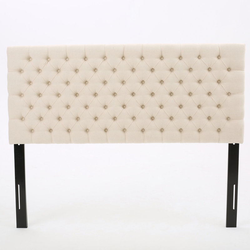 Tufted Upholstered  Headboard With Durable Metal Legs, Beige