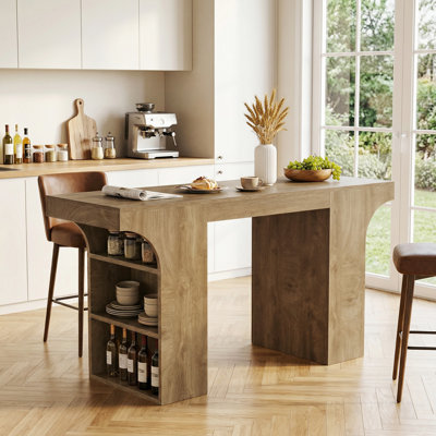 63" Rectangular Counter Height Dining Table With Storage