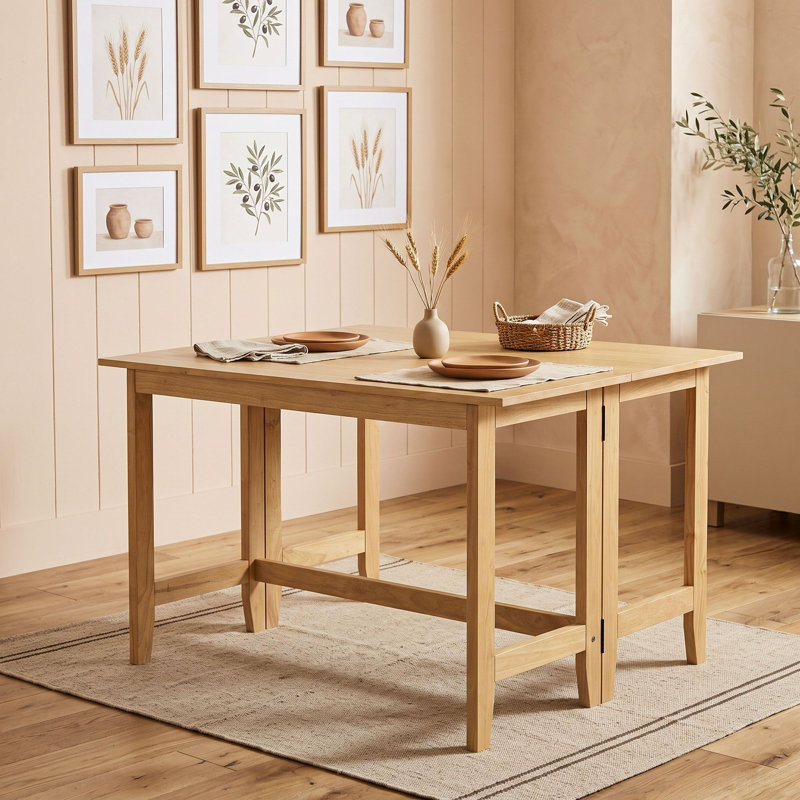 Table de salle à manger extensible moderne à abattants pour 4 personnes, gain de place, Naturel