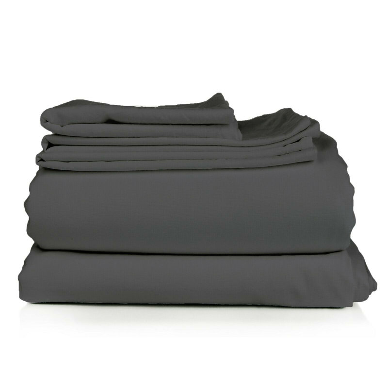 Microfiber Sheet Set, Gray, Queen Sheet Set + Fitted Sheet + 2 Pillowcases