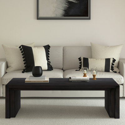 Solid Mango Wood Traditional Handmade Black Coffee Table